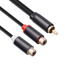 Load image into Gallery viewer, RCA  Male  To  Double  RCA  Female  Audio  Adapter  Cable Stereo Splitter 3686MFF-03 Black
