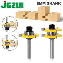 Load image into Gallery viewer, 2 pc 8mm Shank high quality Tongue &amp; Groove Joint Assembly Router Bit Set 3/4&quot; Stock Wood Cutting Tool - RCT
