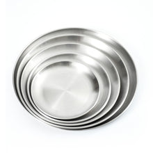 Carica l&#39;immagine nel visualizzatore di Gallery, 304 Stainless Steel Dinner Food  Plates Round Thicken Cake Fruit Tray Kitchen Dishes Tools 304 Brushed_14cm
