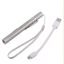 Load image into Gallery viewer, Portable Mini  Flashlight Stainless Steel Usb Rechargeable Pen Flashlight Lamp For Doctor Outdoor Activity 858 white box [white light]
