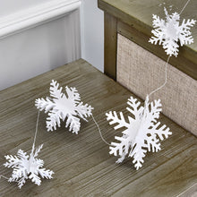 Lade das Bild in den Galerie-Viewer, Garland Three-dimensional Silver White Cardboard String Christmas Snowflake Ornaments, 1 Pack 12 3D, Garland Strip 30g White
