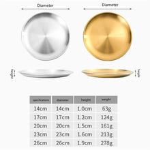 Carica l&#39;immagine nel visualizzatore di Gallery, 304 Stainless Steel Dinner Food  Plates Round Thicken Cake Fruit Tray Kitchen Dishes Tools 304 Brushed_14cm
