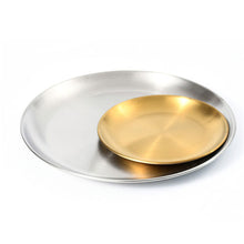 Carica l&#39;immagine nel visualizzatore di Gallery, 304 Stainless Steel Dinner Food  Plates Round Thicken Cake Fruit Tray Kitchen Dishes Tools 304 Brushed_14cm
