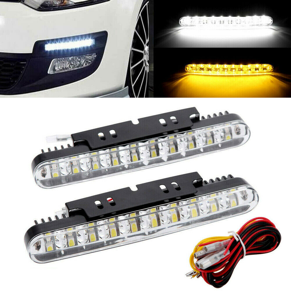 2 Pcs/set Car  Daytime  Running  Light DRL Driving Turn Signal Fogging Lamp White Yellow Two-color 30 LED 12V Yellow and white