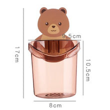Load image into Gallery viewer, Bear  Storage  Cup Wall Mount Toothbrush Toothpaste Cup Holder Case Bathroom Accessories Grey
