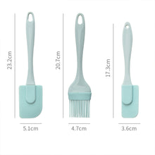 Carica l&#39;immagine nel visualizzatore di Gallery, 3-piece Set Silicone scraper  Oil  Brush Set Combination Spatula Mixer Oil Brush Kitchen Baking Tool blue (opp bag packaging)
