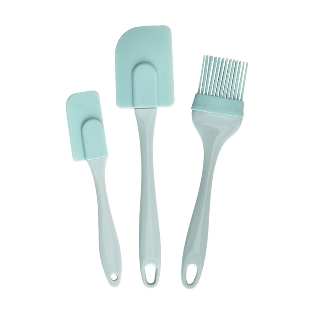 3-piece Set Silicone scraper  Oil  Brush Set Combination Spatula Mixer Oil Brush Kitchen Baking Tool blue (opp bag packaging)