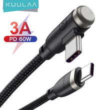 Load image into Gallery viewer, Mobile  Phone  Cables Usb C Tpye C Bent Cable Pd 60w Quick Charge3.0 Charging Cable 480 Mbps Data Transmission Cables C turn C turn
