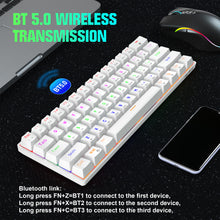 Carica l&#39;immagine nel visualizzatore di Gallery, 61-key 3-mode RGB Wireless Bluetooth-compatible Mechanical  Keyboard Green Axis Built-in 2200ma Gaming Keyboard White
