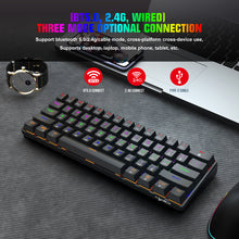 Carica l&#39;immagine nel visualizzatore di Gallery, 61-key 3-mode RGB Wireless Bluetooth-compatible Mechanical  Keyboard Green Axis Built-in 2200ma Gaming Keyboard White
