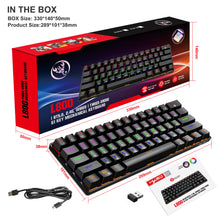 Load image into Gallery viewer, 61-key 3-mode RGB Wireless Bluetooth-compatible Mechanical  Keyboard Green Axis Built-in 2200ma Gaming Keyboard Black
