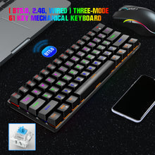 Load image into Gallery viewer, 61-key 3-mode RGB Wireless Bluetooth-compatible Mechanical  Keyboard Green Axis Built-in 2200ma Gaming Keyboard Black
