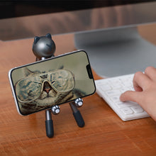 Last inn bildet i Galleri-visningsprogrammet, Phone  Holder Cartoon Cat Style Metal Foldable Extend Support Mobile Phone Desktop Stand Space gray
