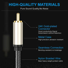 Charger l&#39;image dans la galerie, Hifi 5.1 Spdif Rca To Rca Male To Male Coaxial  Cable Connector Nylon Braid Cable 0.5 meters
