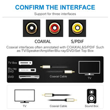 Charger l&#39;image dans la galerie, Hifi 5.1 Spdif Rca To Rca Male To Male Coaxial  Cable Connector Nylon Braid Cable 0.5 meters
