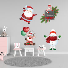 Load image into Gallery viewer, 4 Pcs/set Wall  Stickers Cute Little Elk Snowman Christmas Stickers Removable Stickers 80G AFG8333 20x30cmX 4 sheets set
