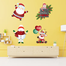 Load image into Gallery viewer, 4 Pcs/set Wall  Stickers Cute Little Elk Snowman Christmas Stickers Removable Stickers 80G AFG8333 20x30cmX 4 sheets set
