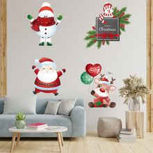 Load image into Gallery viewer, 4 Pcs/set Wall  Stickers Cute Little Elk Snowman Christmas Stickers Removable Stickers 80G AFG8333 20x30cmX 4 sheets set
