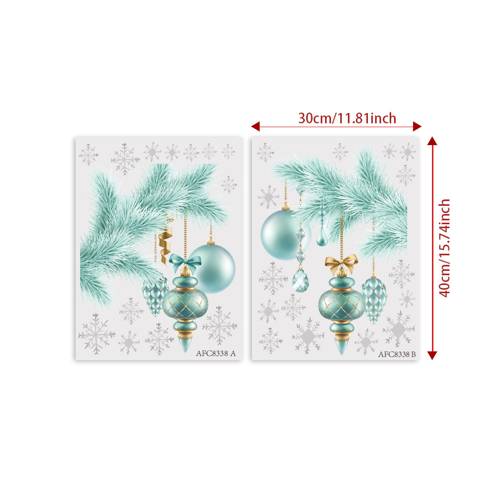 Christmas  Wall  Stickers Blue Snowflake Christmas Window Stickers Removable Stickers 50G 30X40CMX 2 sheets set