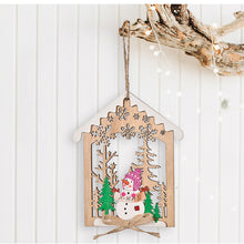 Load image into Gallery viewer, Christmas  Pendant Wooden Hollow House Colorful Christmas Element Image Christmas Tree Decor Wooden hollow house pendant snowman
