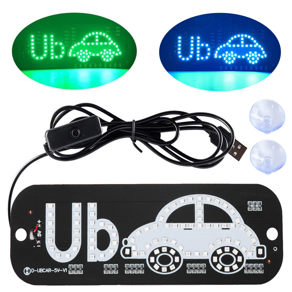 Car  Indicator Warning Light Flashing Dc 12v Led Sign Decor Usb Charger Car Led Sign (with Switch Suction Cup) Blue