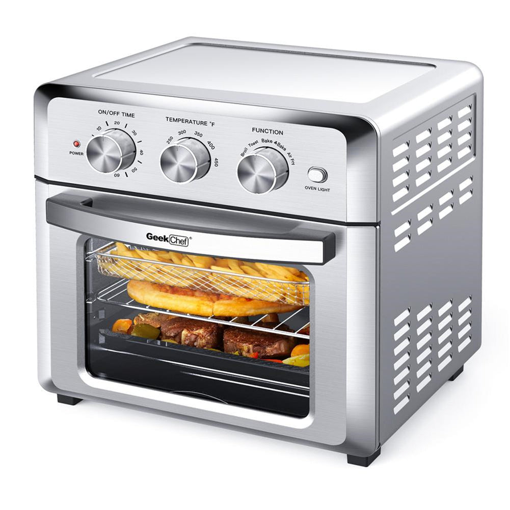 Stainless Steel 19qt Air Fryer Oven Countertop Bakingroastingreheatingfrying Without Oil Silver