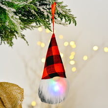 Charger l&#39;image dans la galerie, Christmas  Pendant Various Styles Knitting Decor With Lights Christmas Tree Home Ornaments Knitted pendant with light B red and black plaid
