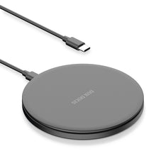 Load image into Gallery viewer, 15w Smart Wireless Charger Thin Round Desktop Smart Charger  Pad For Iphone Earphone black
