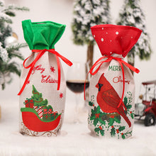 Charger l&#39;image dans la galerie, Christmas Wine Bottle Cover Creative Printing Bird Sleigh Table Decoration Props B628 bird pattern wine cover
