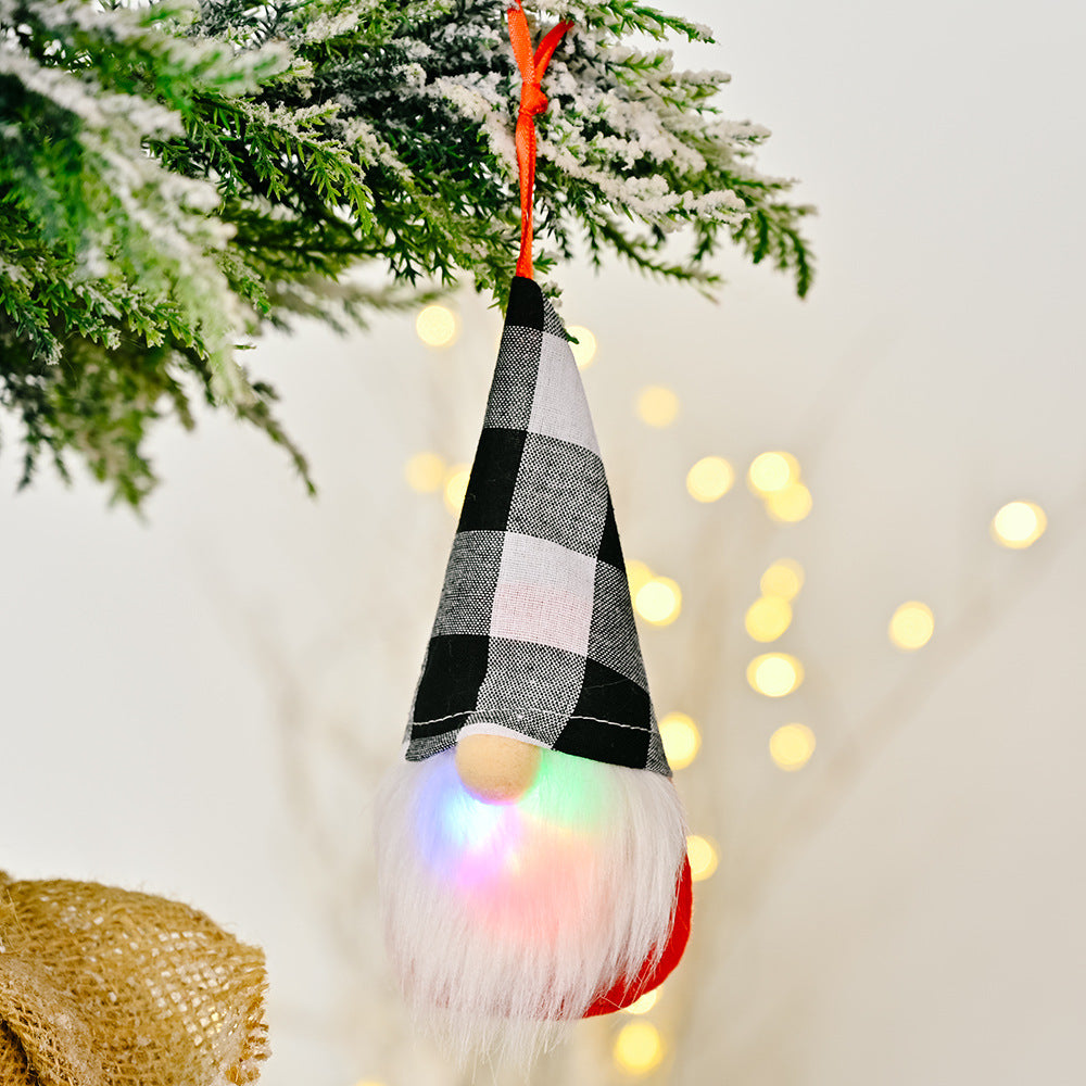 Christmas  Pendant Various Styles Knitting Decor With Lights Christmas Tree Home Ornaments Knitted pendant with light D black and white plaid