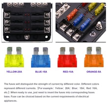 Carica l&#39;immagine nel visualizzatore di Gallery, Automotive Pc Waterproof Fuse  Box With Led Indicator 5a 10a 15a 20a Fuses Spade For Cars Suv Rv Buses Yachts Boats as picture show
