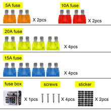 Load image into Gallery viewer, Automotive Pc Waterproof Fuse  Box With Led Indicator 5a 10a 15a 20a Fuses Spade For Cars Suv Rv Buses Yachts Boats as picture show
