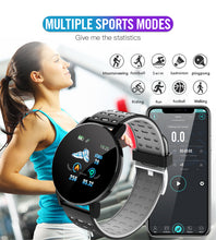 Load image into Gallery viewer, Smart  Bracelet Blood Pressure Waterproof Sport Round Smartwatch Smart Clock Fitness Tracker For Android Ios Black
