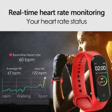 Carica l&#39;immagine nel visualizzatore di Gallery, M4  Smart  Watch Heart Rate Blood Pressure Monitor Sport Band Wristband Tracker Black
