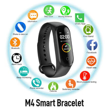 Carica l&#39;immagine nel visualizzatore di Gallery, M4  Smart  Watch Heart Rate Blood Pressure Monitor Sport Band Wristband Tracker Black
