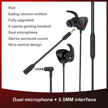 Load image into Gallery viewer, Gaming  Headset With Microphone Pluggable In-ear Mobile Phone Computer Wired Headset Black red
