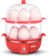 Lade das Bild in den Galerie-Viewer, Egg Cooker, Bear 14 Egg Capacity Hard Boiled Egg Cooker, Rapid Electric Egg Boiler Maker Poacher for Hard Boiled Scrambled Omelets Poached Eggs Steamed Vegetables Dumplings with Egg Piercer 17*17*16
