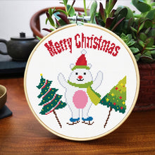 Lade das Bild in den Galerie-Viewer, Embroidery  Set Christmas Series 14ct Hanging Picture Simple Beginner Manual Diy Craft Kit Polar bear
