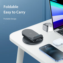 Cargar imagen en el visor de la galería, 15w  Three-dimensional  Smart  Charging  Base Foldable 3-in-1 Wireless Charger For Iphone Iwatch Airpods Black
