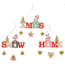 Charger l&#39;image dans la galerie, Christmas  Pendant Wooden Christmas House Shaped Star Elderly Snowman Elk Christmas Tree Decoration Wooden house pendant five-star elderly
