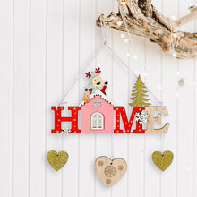 Charger l&#39;image dans la galerie, Christmas  Pendant Wooden Christmas House Shaped Star Elderly Snowman Elk Christmas Tree Decoration Wooden house pendant five-star elderly
