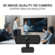 Lade das Bild in den Galerie-Viewer, Computer  Camera Microphone Rotatable 2k Hd Video Camera For Live Broadcast Video Calling Conference Work Black
