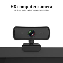 Load image into Gallery viewer, Computer  Camera Microphone Rotatable 2k Hd Video Camera For Live Broadcast Video Calling Conference Work Black
