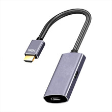 Cargar imagen en el visor de la galería, Metal Adapter  Cable Hdmi-compatible To Type C Female 4k 60hz Audio Video Cable Silver
