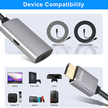 Cargar imagen en el visor de la galería, Metal Adapter  Cable Hdmi-compatible To Type C Female 4k 60hz Audio Video Cable Silver
