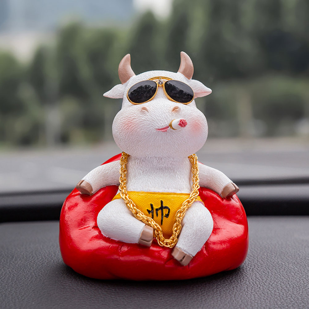 Cute  Cattle  Cow  Car  Ornaments Dashboard Car Interior Social Cattle Fun Decoration White