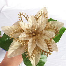 Load image into Gallery viewer, 18cm Christmas Flowers Artificial For Wedding Party Home Decor Christmas Tree Accessories gold
