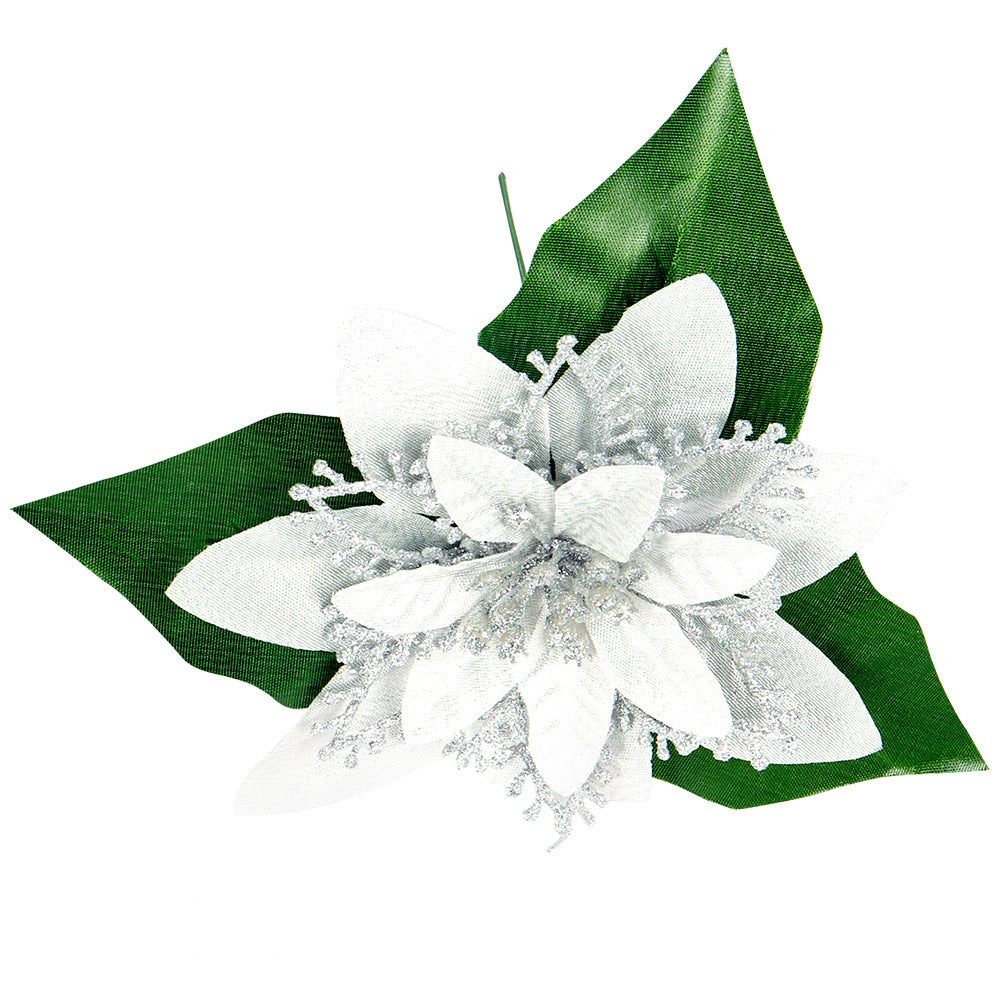 18cm Christmas Flowers Artificial For Wedding Party Home Decor Christmas Tree Accessories silver