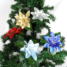 Load image into Gallery viewer, 18cm Christmas Flowers Artificial For Wedding Party Home Decor Christmas Tree Accessories cyan
