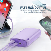 Load image into Gallery viewer, 18w Fast  Charging  Power  Bank 20000 Mah Portable Mobile Phone External Battery Powerbank Purple
